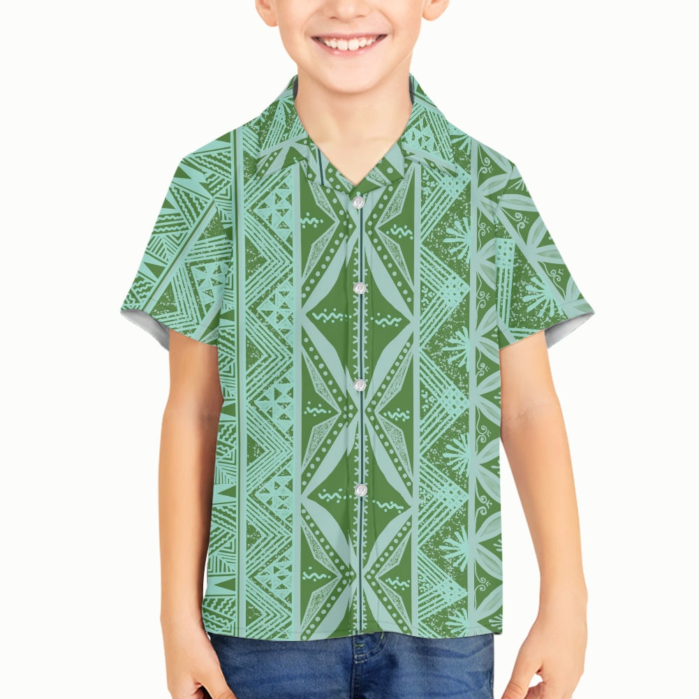Chemise matt vert imprimée gatu