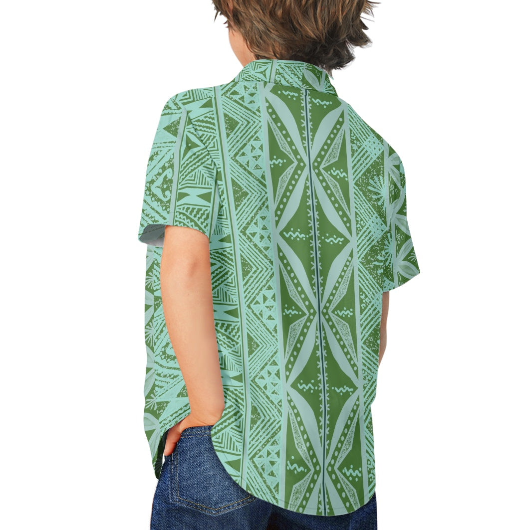 Chemise matt vert imprimée gatu