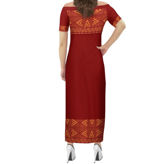 Robe longue rouge en soie