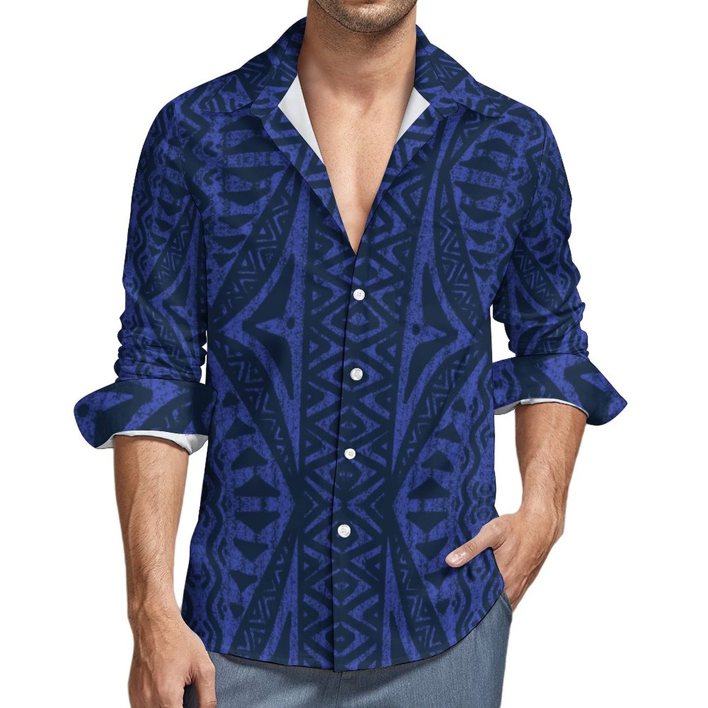 Chemise kalaga bleu imprimé gatu