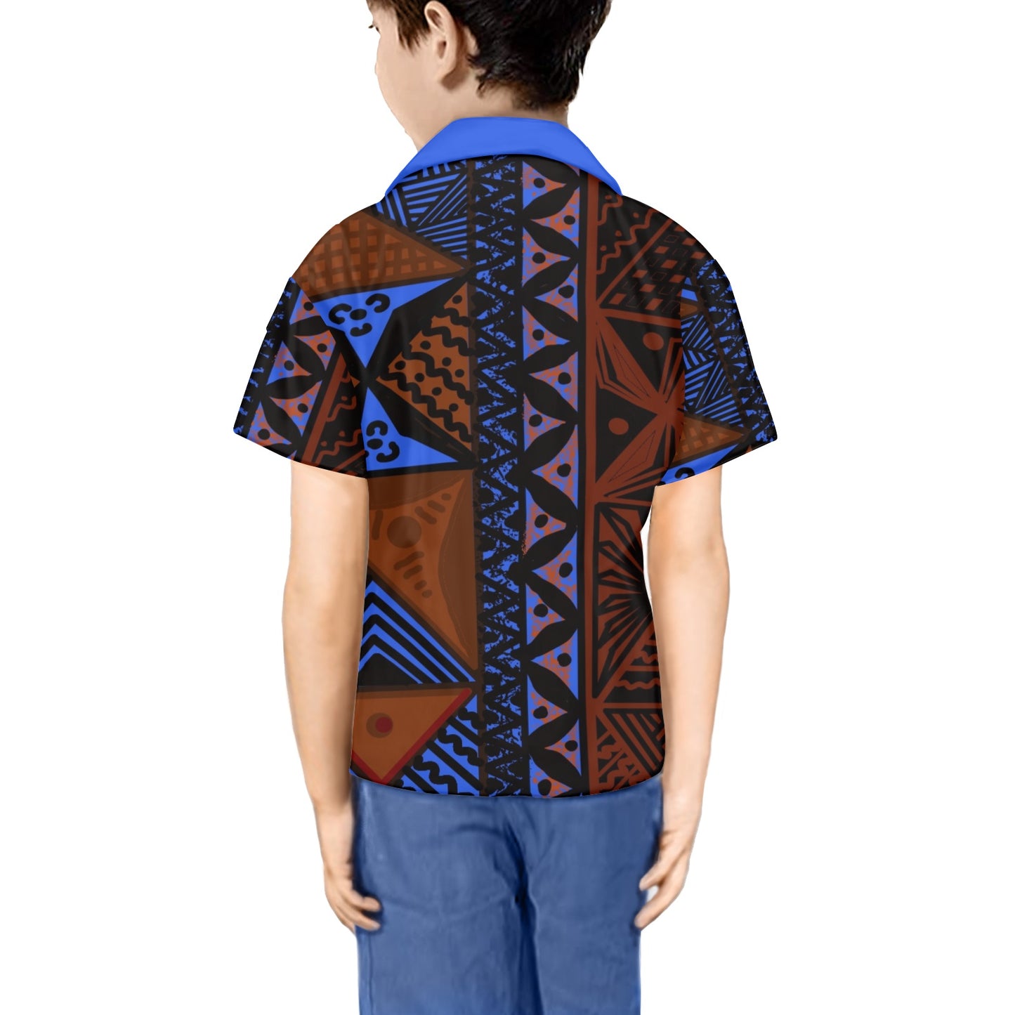 Chemise matt bleu imprimée gatu