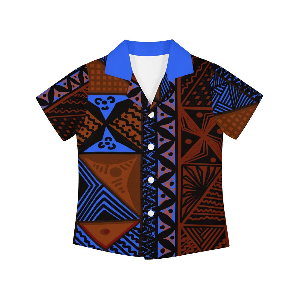 Chemise matt bleu imprimée gatu