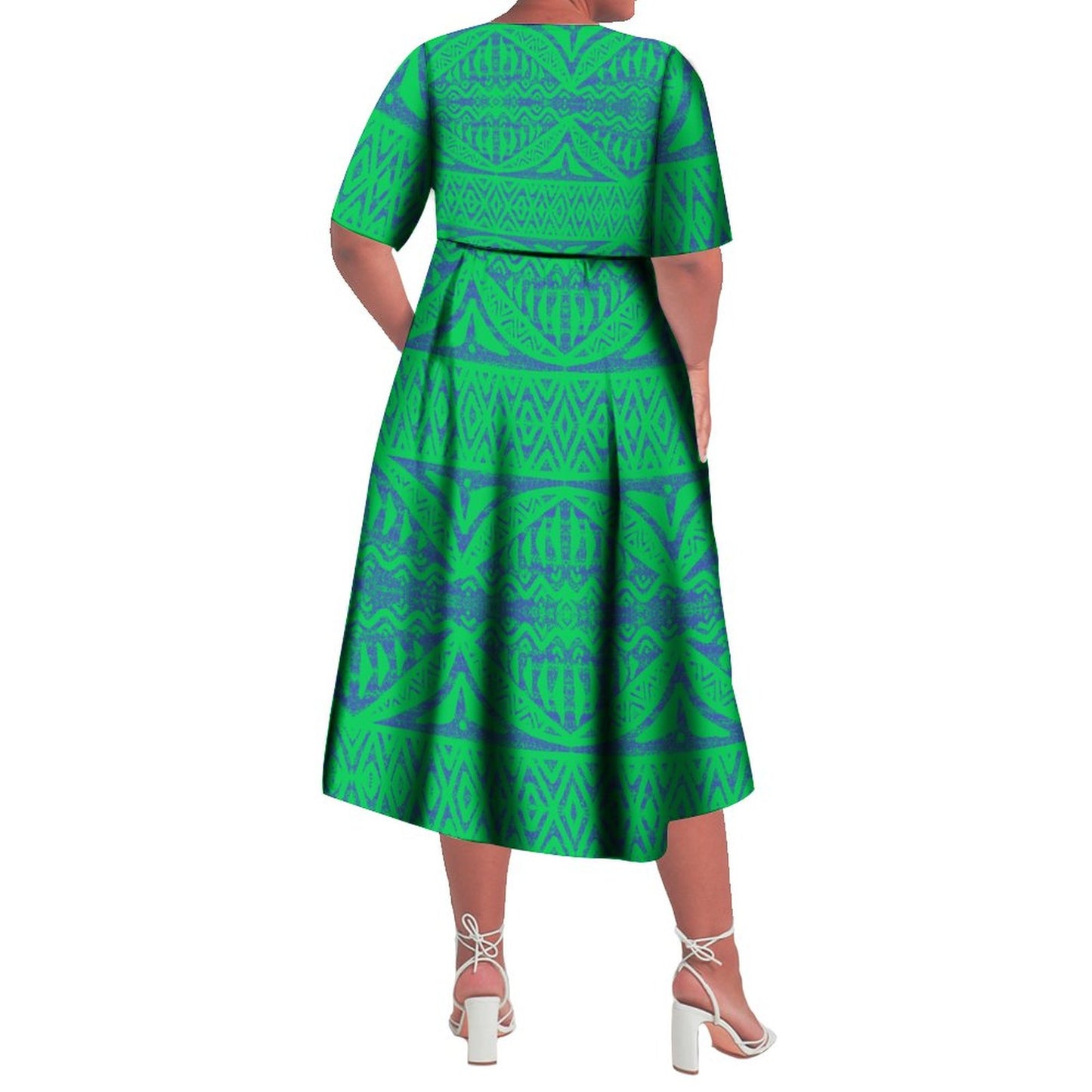 Robe Ismé cache-coeur imprimée vert