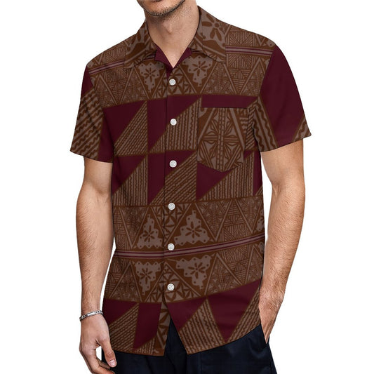 Chemise hévi rouge bordeaux imprimée gatu