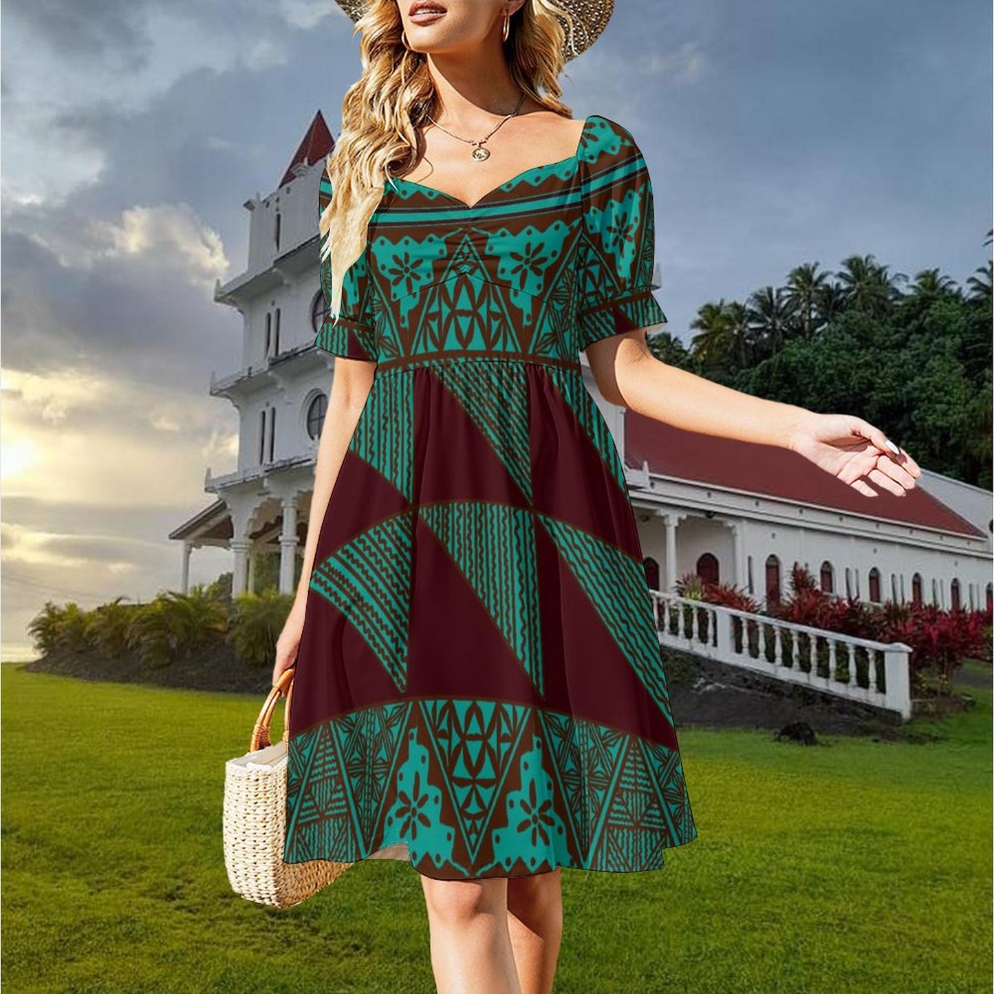 Robe ana vert imprimée gatu