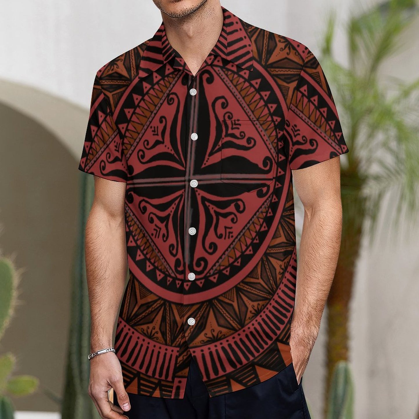 Chemise hévi rouge imprimée gatu