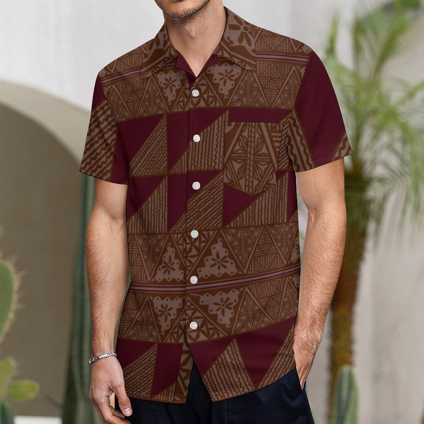 Chemise hévi rouge bordeaux imprimée gatu