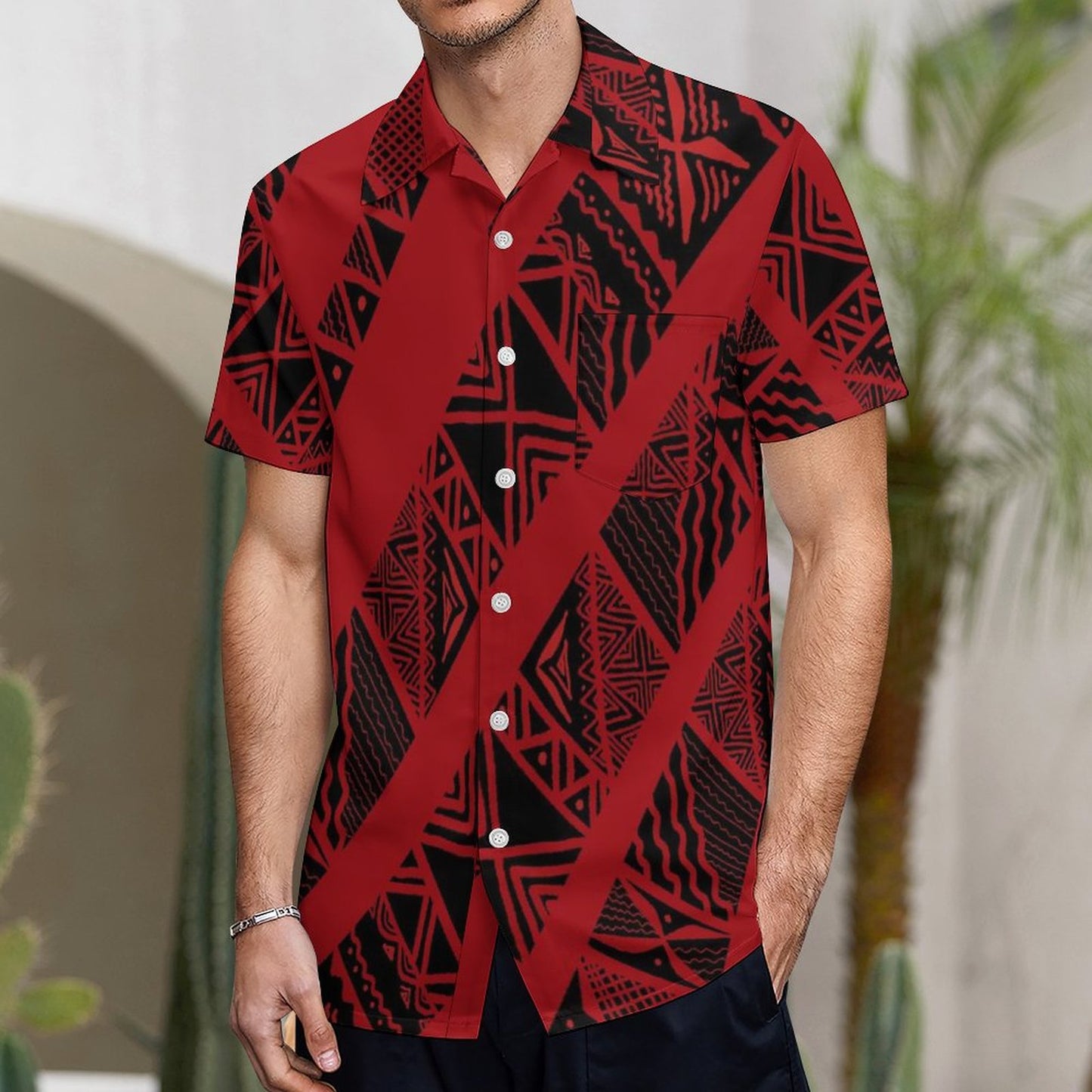 Chemise hévi rouge imprimé gatu