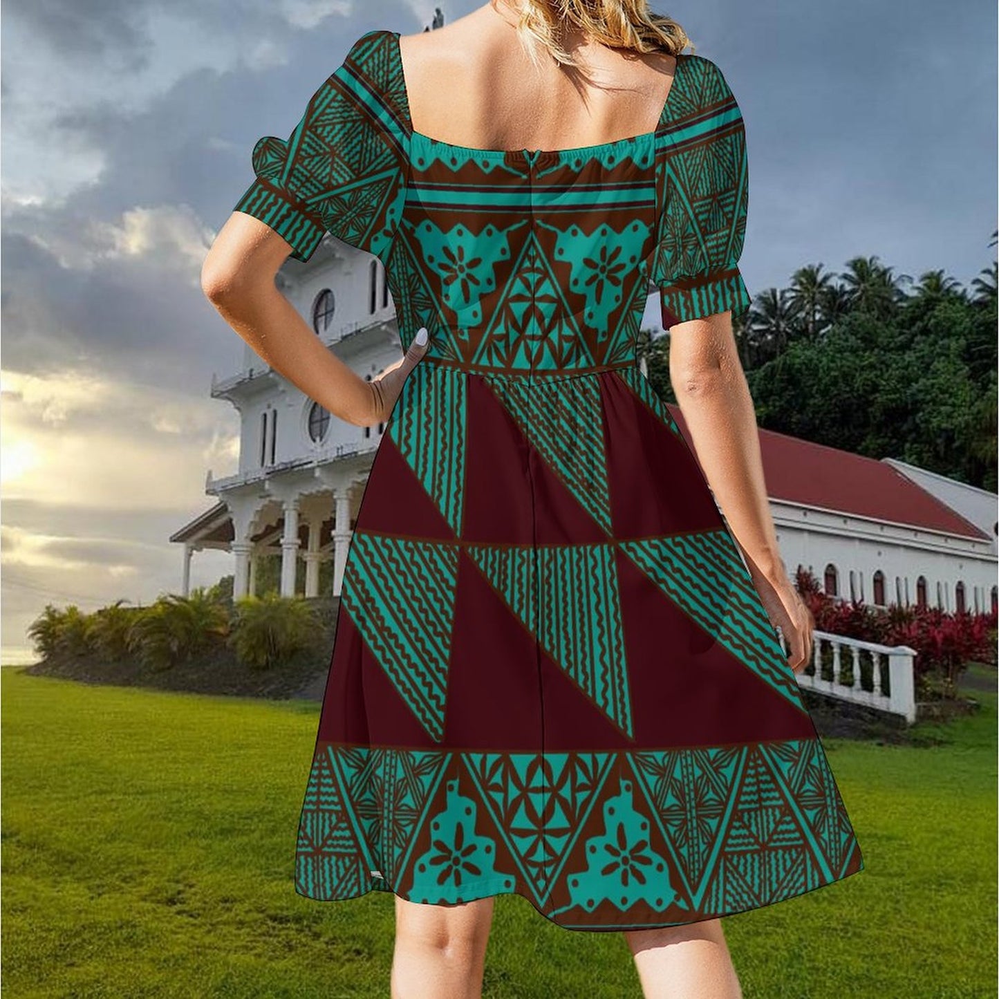 Robe ana vert imprimée gatu