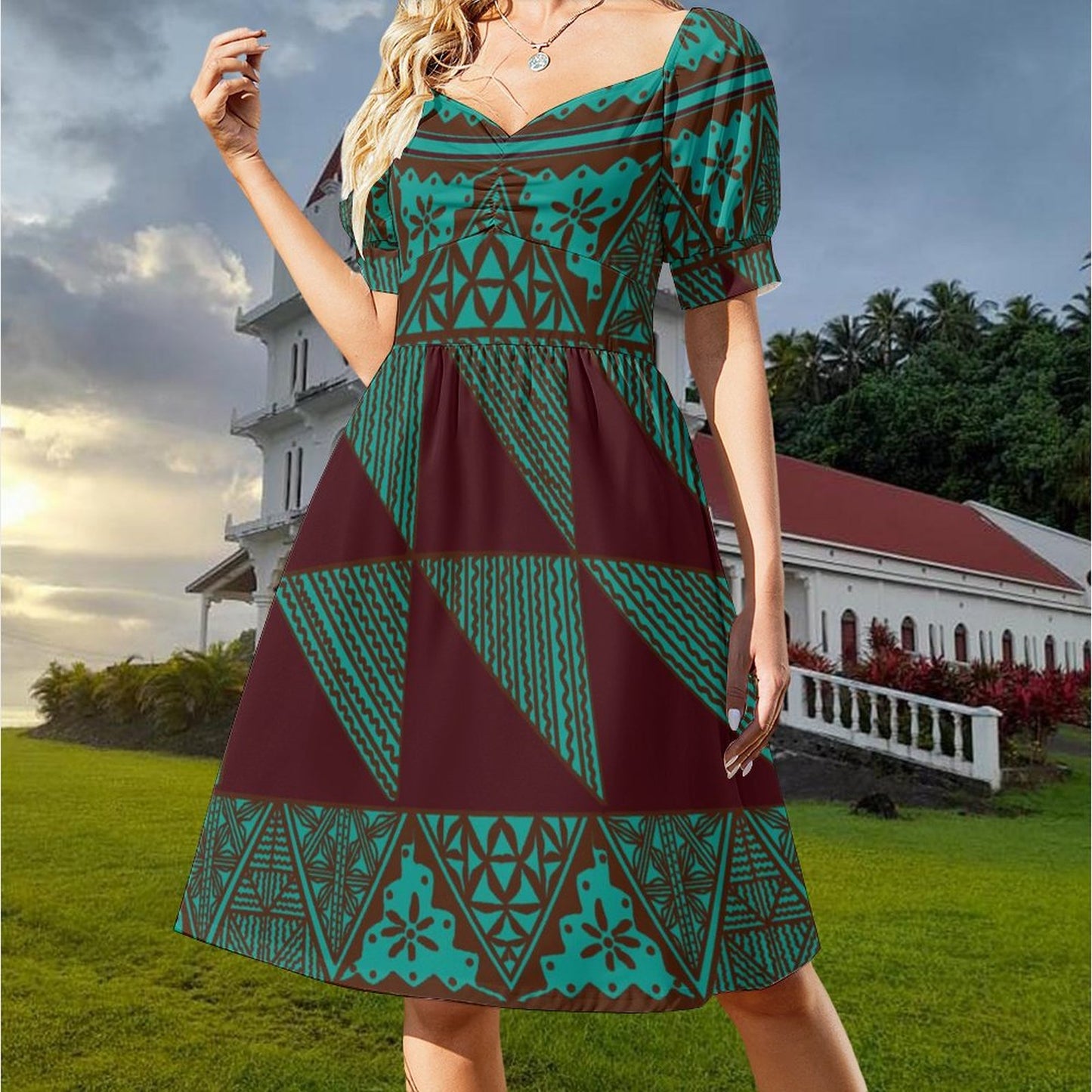 Robe ana vert imprimée gatu