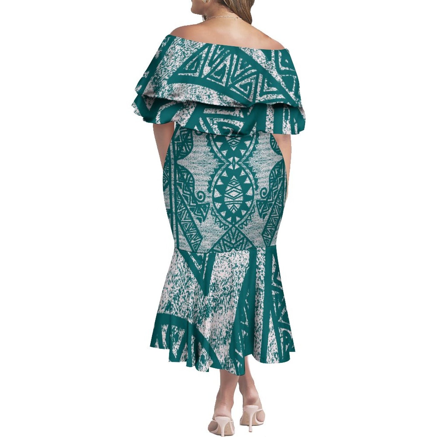 Robe volante imprimée vert