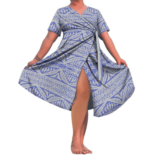 Robe Ismé bleu/gris imprimée