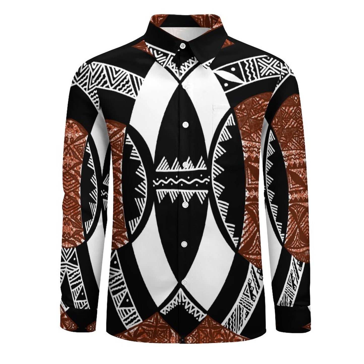 Chemise mata blanc imprimée tapa