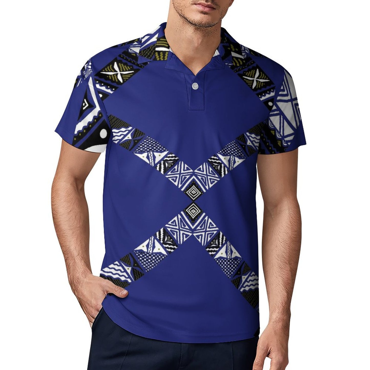 Polo pio bleu imprimé gatu