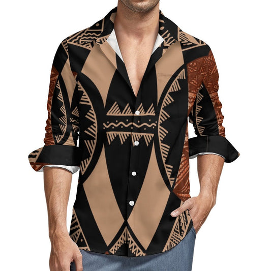 Chemise mata beige imprimée tapa