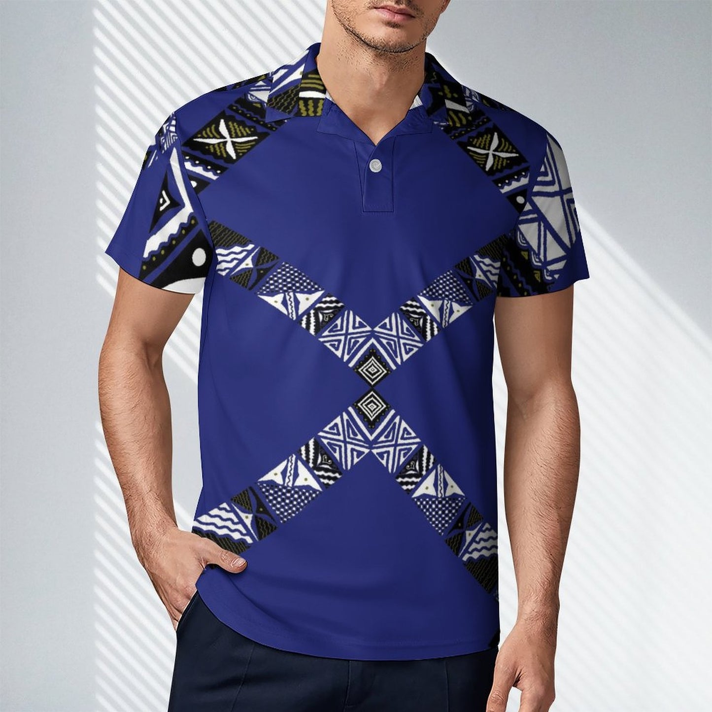 Polo pio bleu imprimé gatu