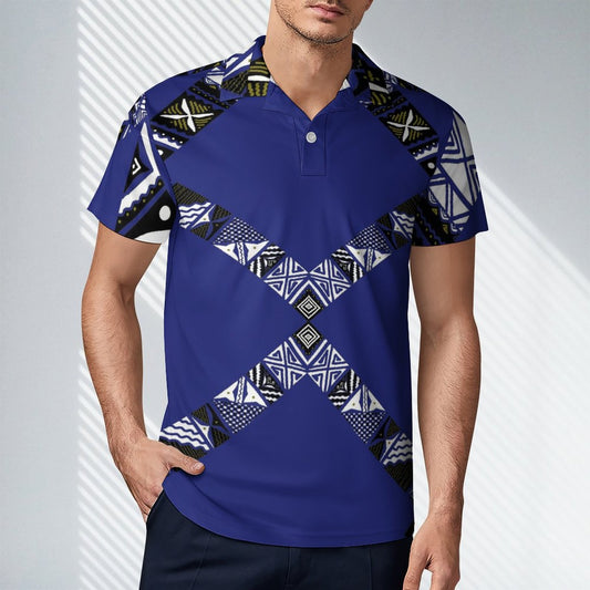 Polo pio bleu imprimé gatu