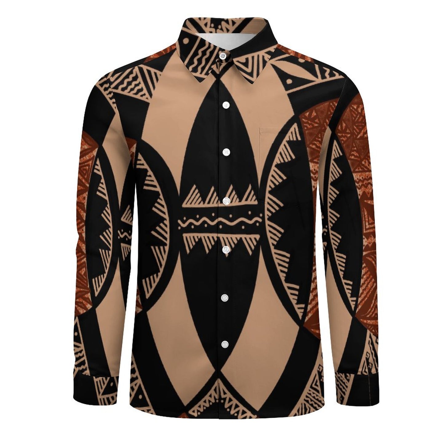 Chemise mata beige imprimée tapa