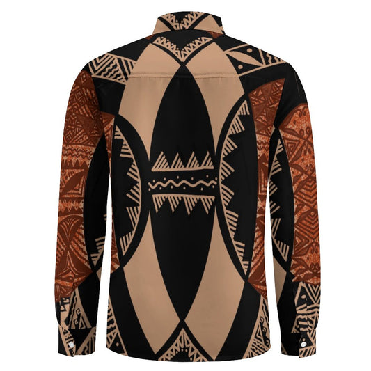 Chemise mata beige imprimée tapa