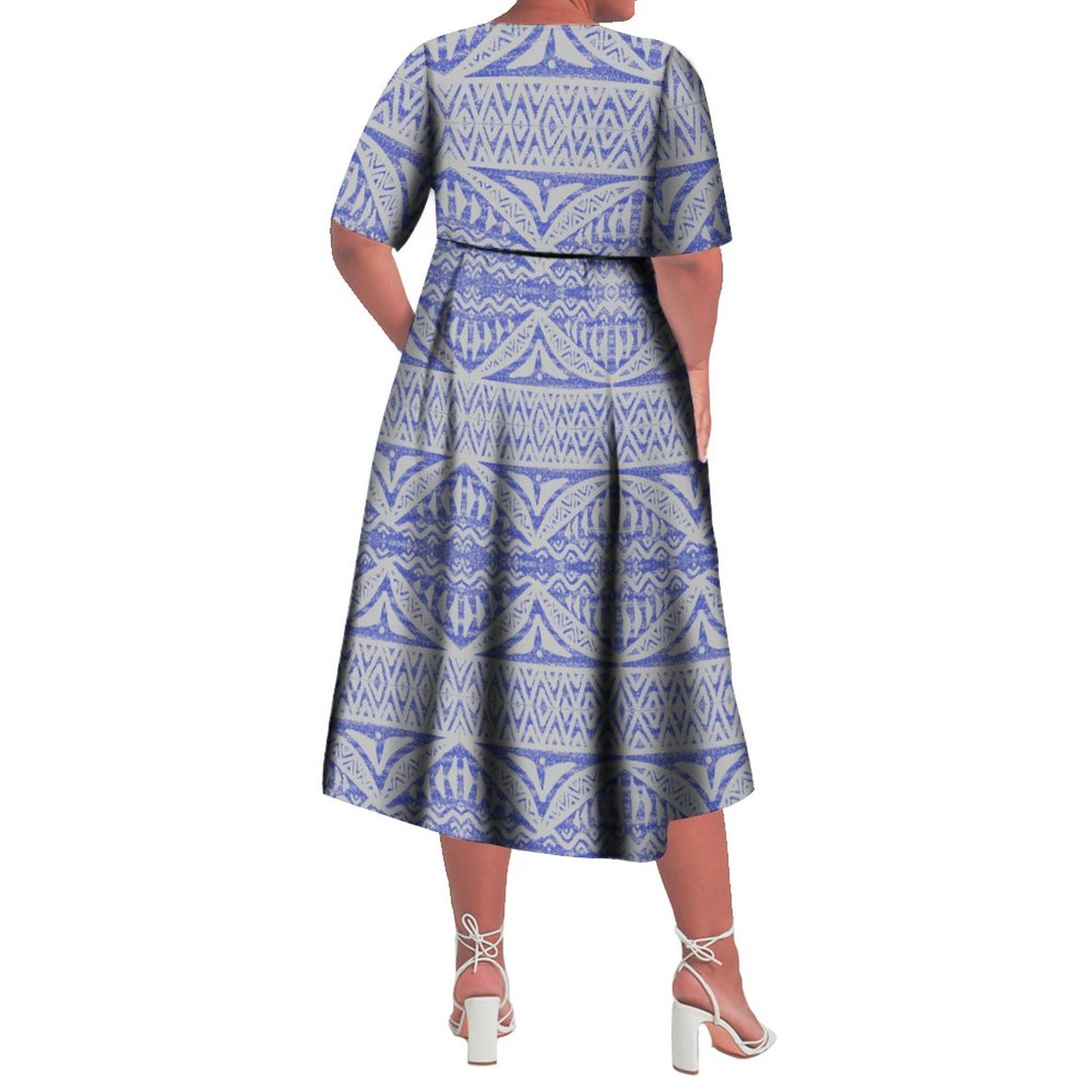 Robe Ismé bleu/gris imprimée