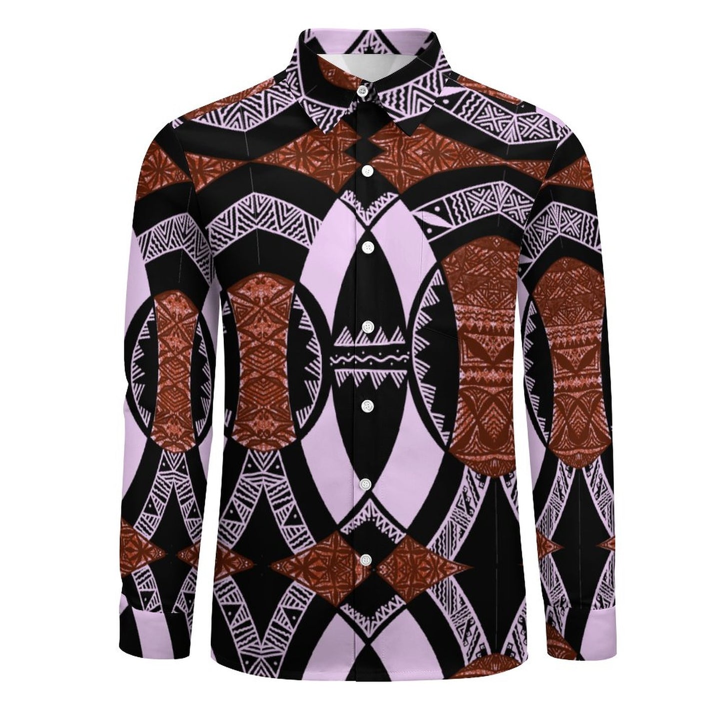 Chemise mata violet imprimée tapa