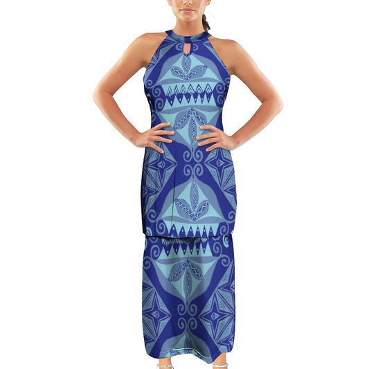 Ensemble diane imprimé bleu lagon