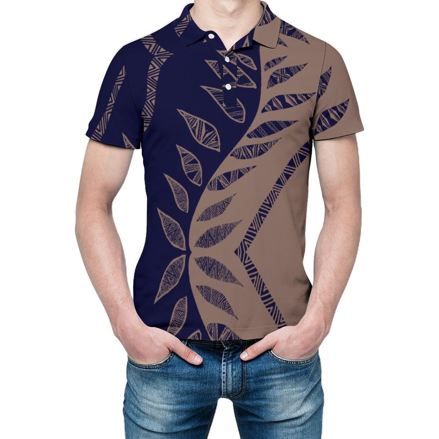 Polo pio marron imprimé