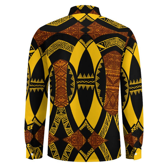 Chemise mata jaune imprimée tapa
