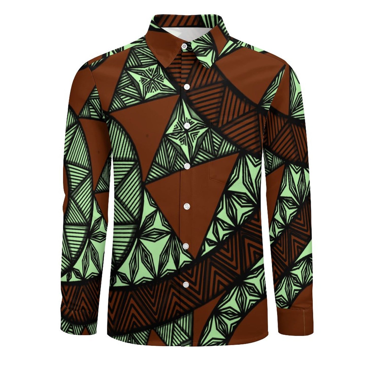 Chemise matatoa vert imprimé gatu