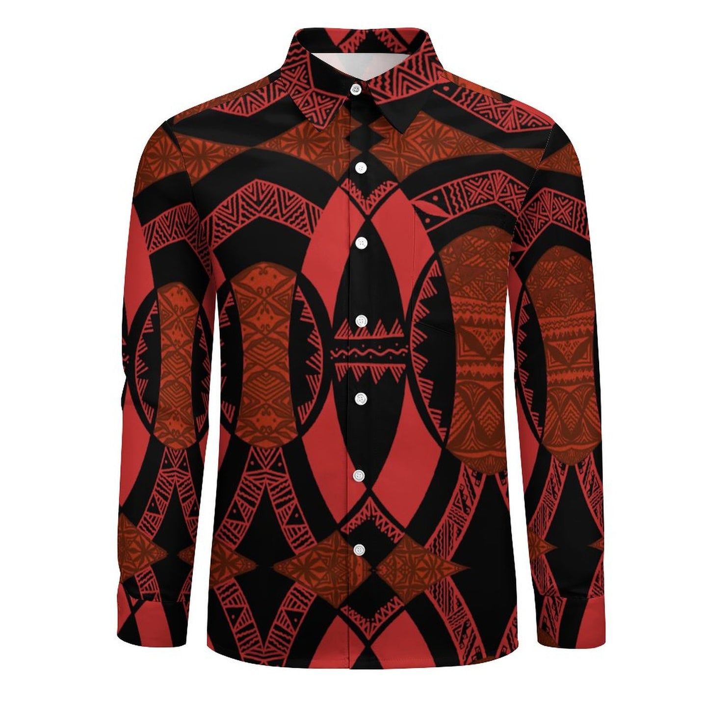 Chemise mata rouge fluo imprimée tapa