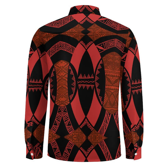 Chemise mata rouge fluo imprimée tapa
