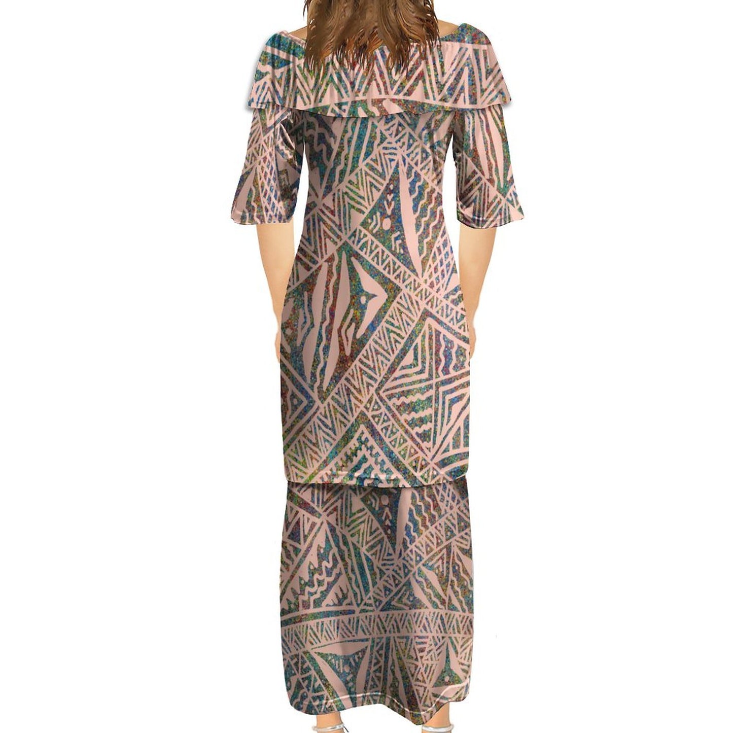 Ensemble kati rose haut col croisé/jupe motif gatu