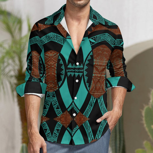 Chemise mata vert imprimée tapa