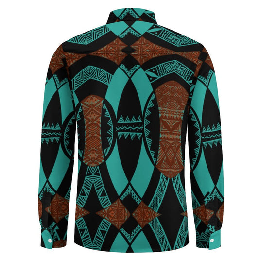 Chemise mata vert imprimée tapa