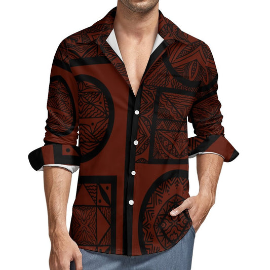 Chemise mata rouge bordeaux imprimée tapa