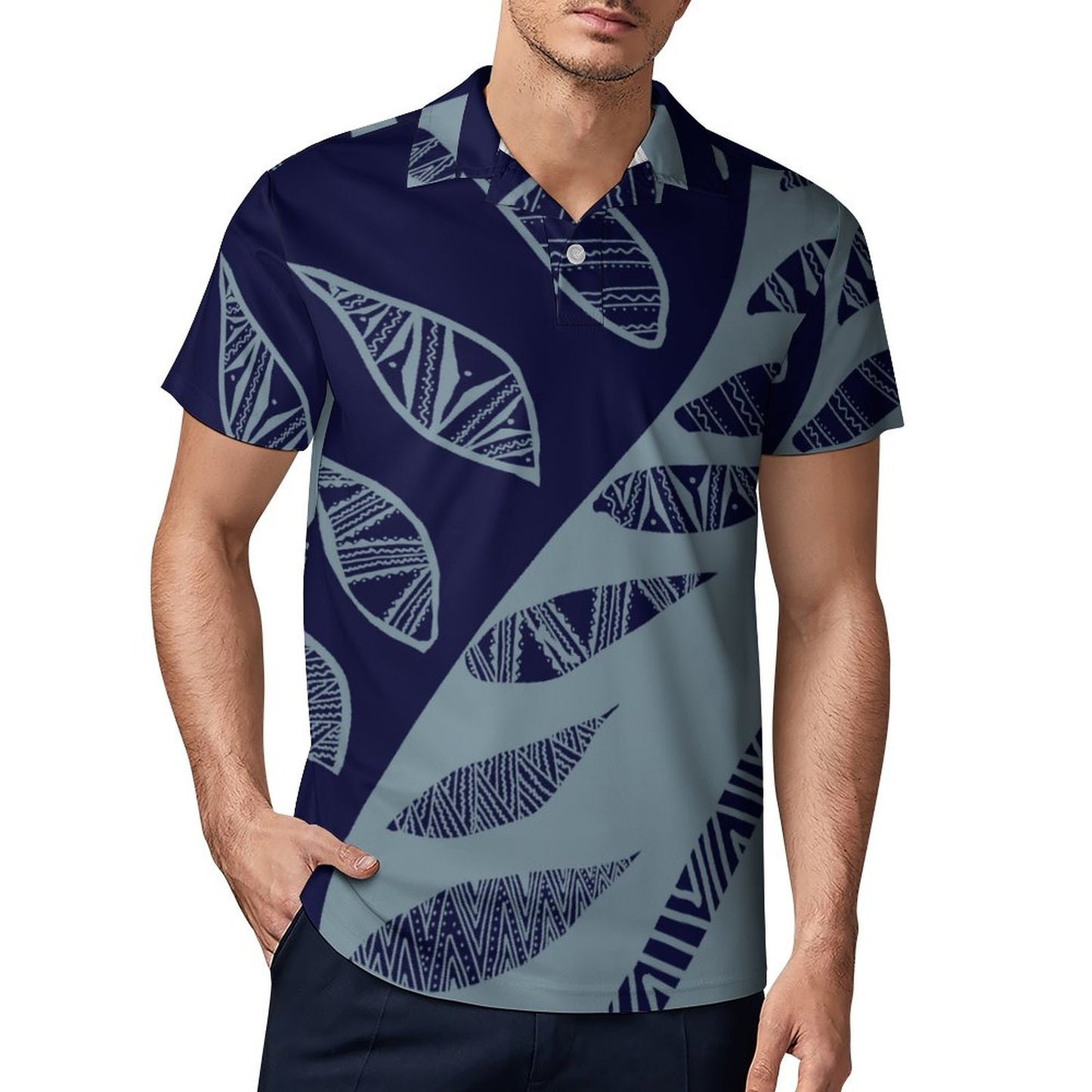 Polo pio imprimé bicolore bleu