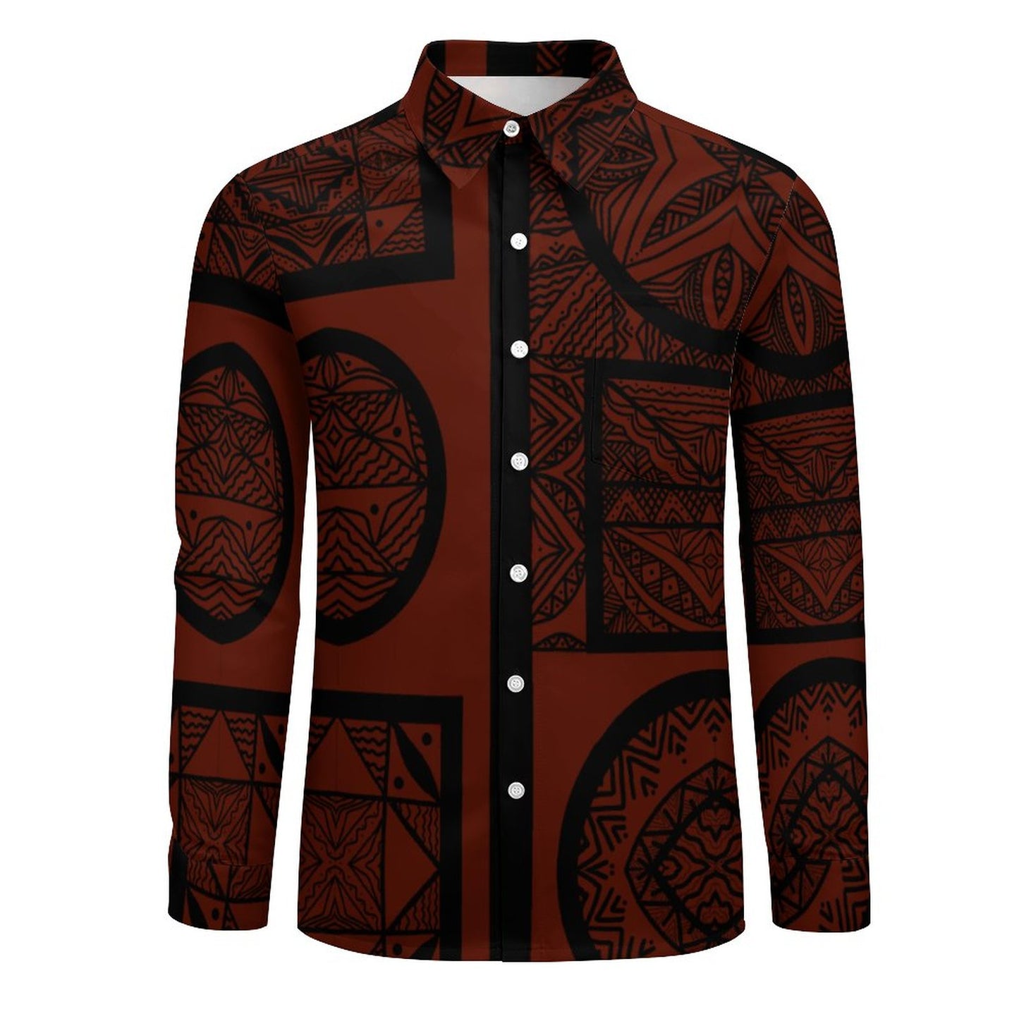 Chemise mata rouge bordeaux imprimée tapa
