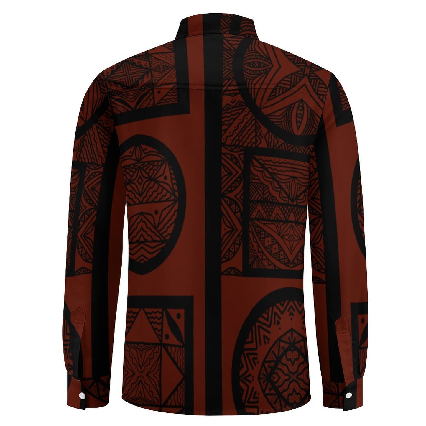 Chemise mata rouge bordeaux imprimée tapa