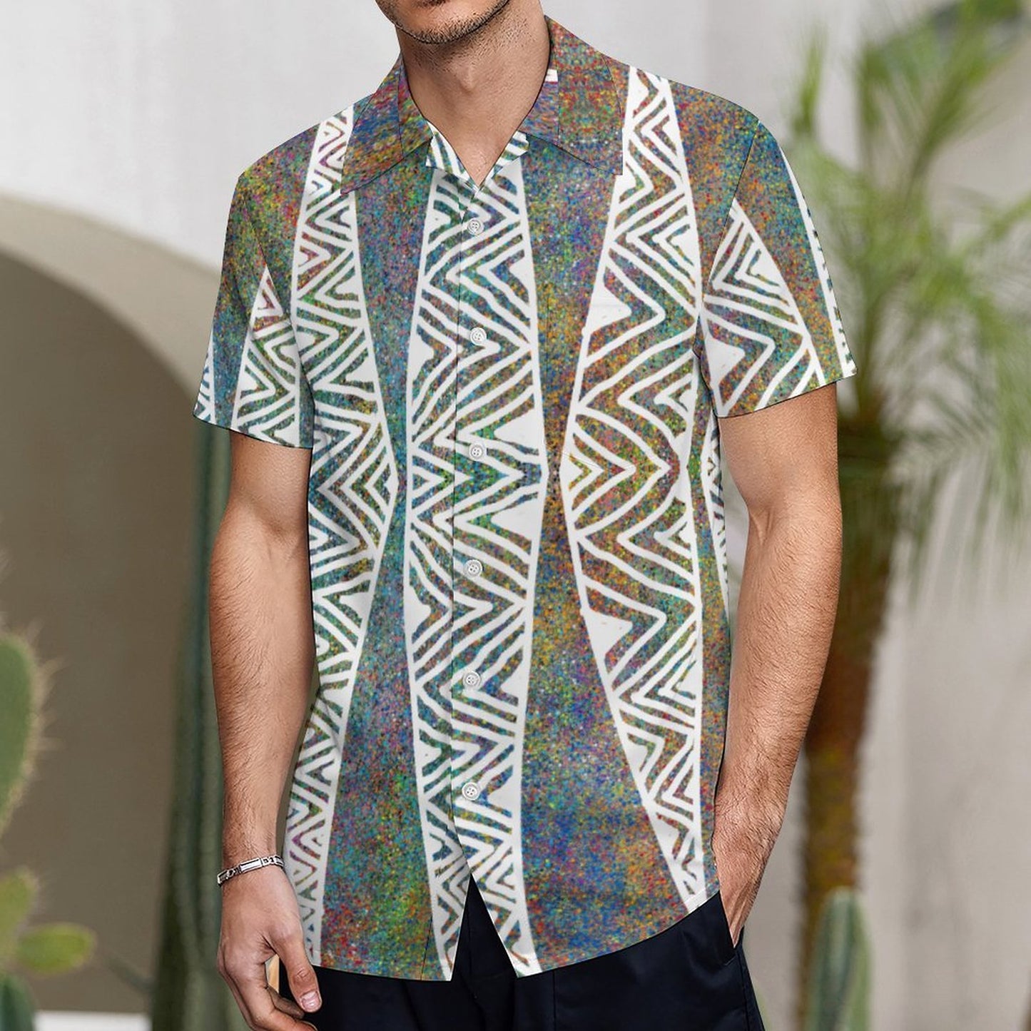 Chemise hévi blanc imprimée gatu