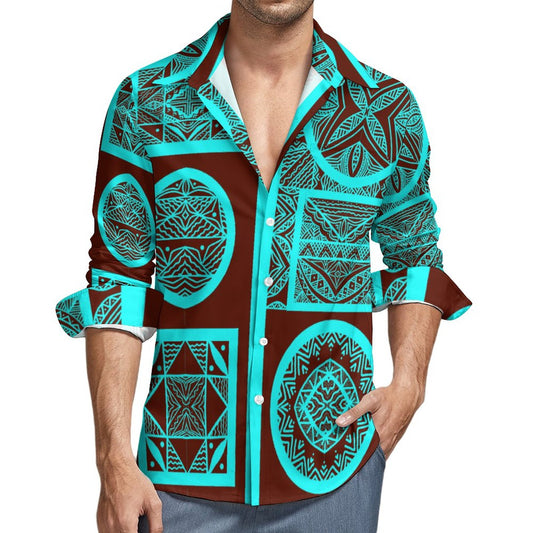 Chemise mata vert fluo imprimée tapa
