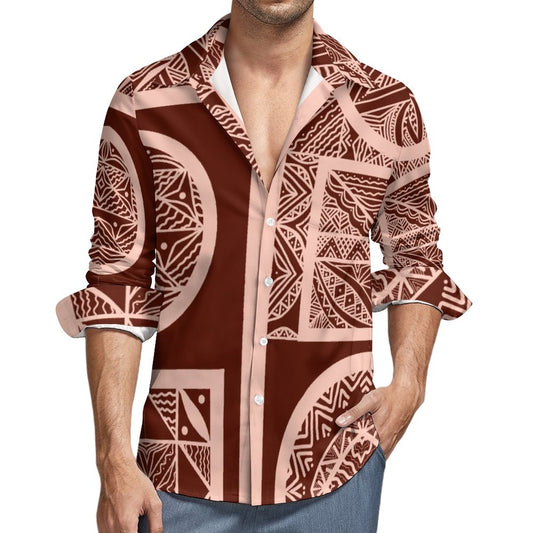 Chemise mata saumon imprimée tapa