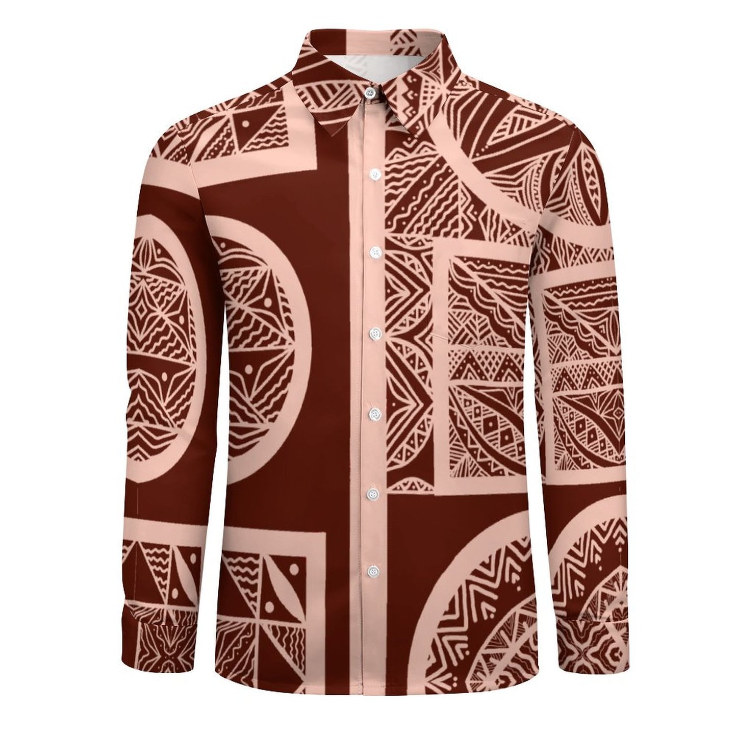 Chemise mata saumon imprimée tapa