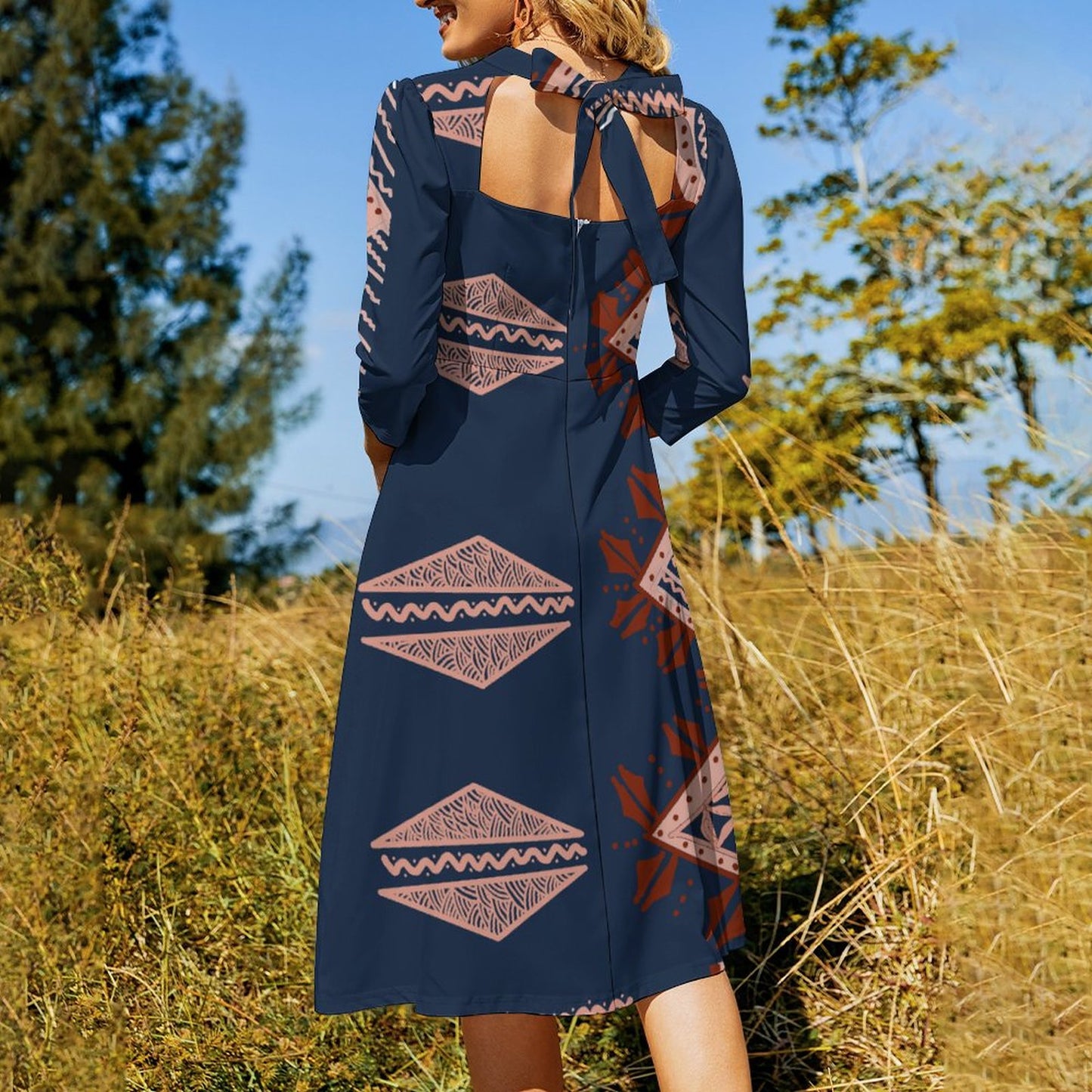 Robe évasée à nœud