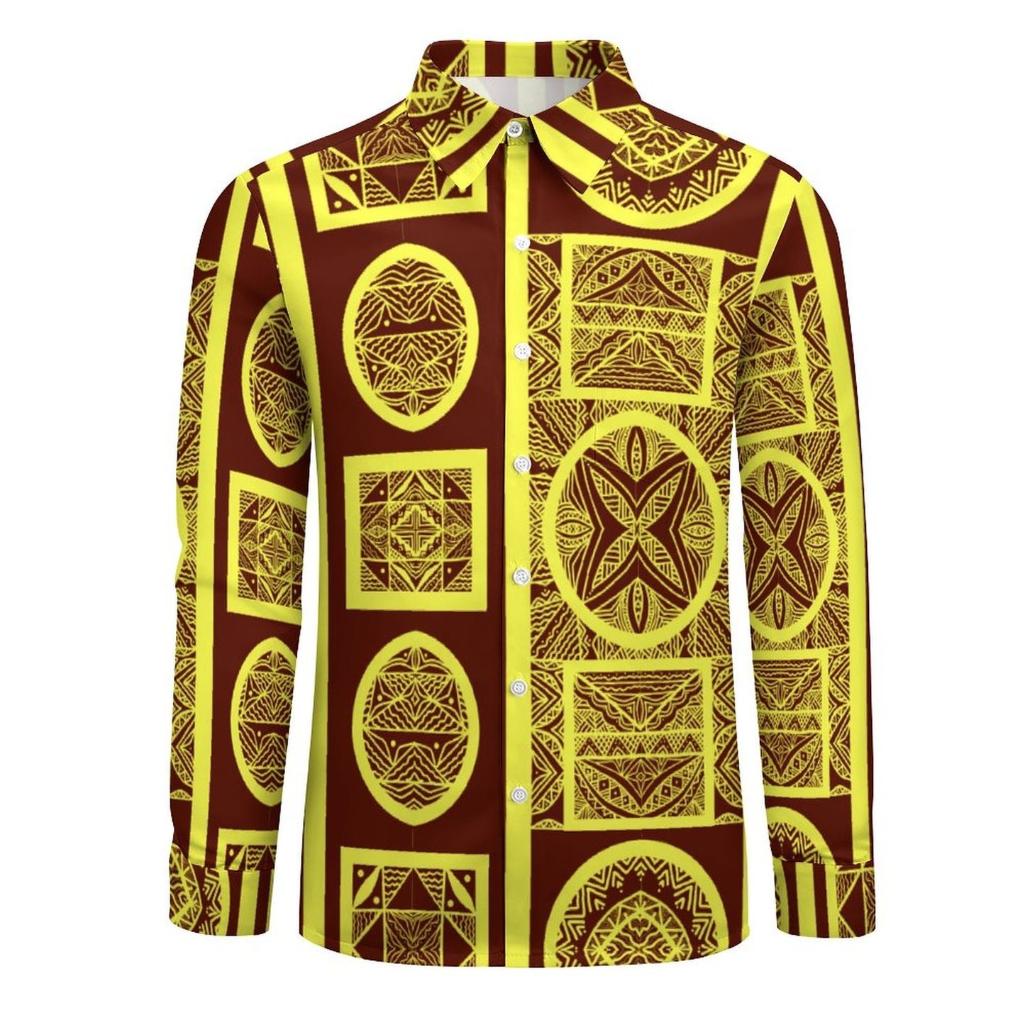 Chemise mata jaune imprimée tapa
