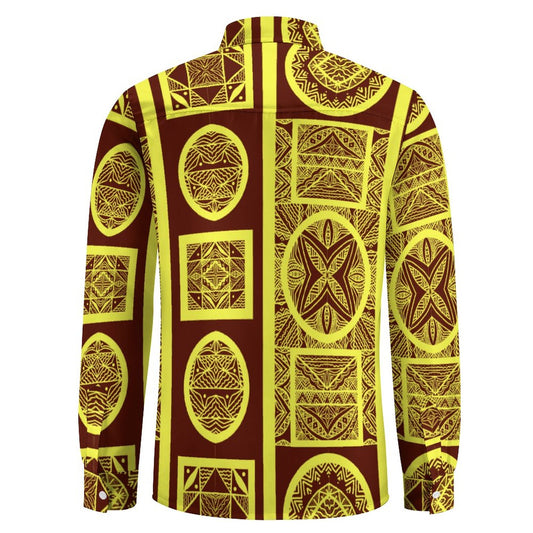 Chemise mata jaune imprimée tapa