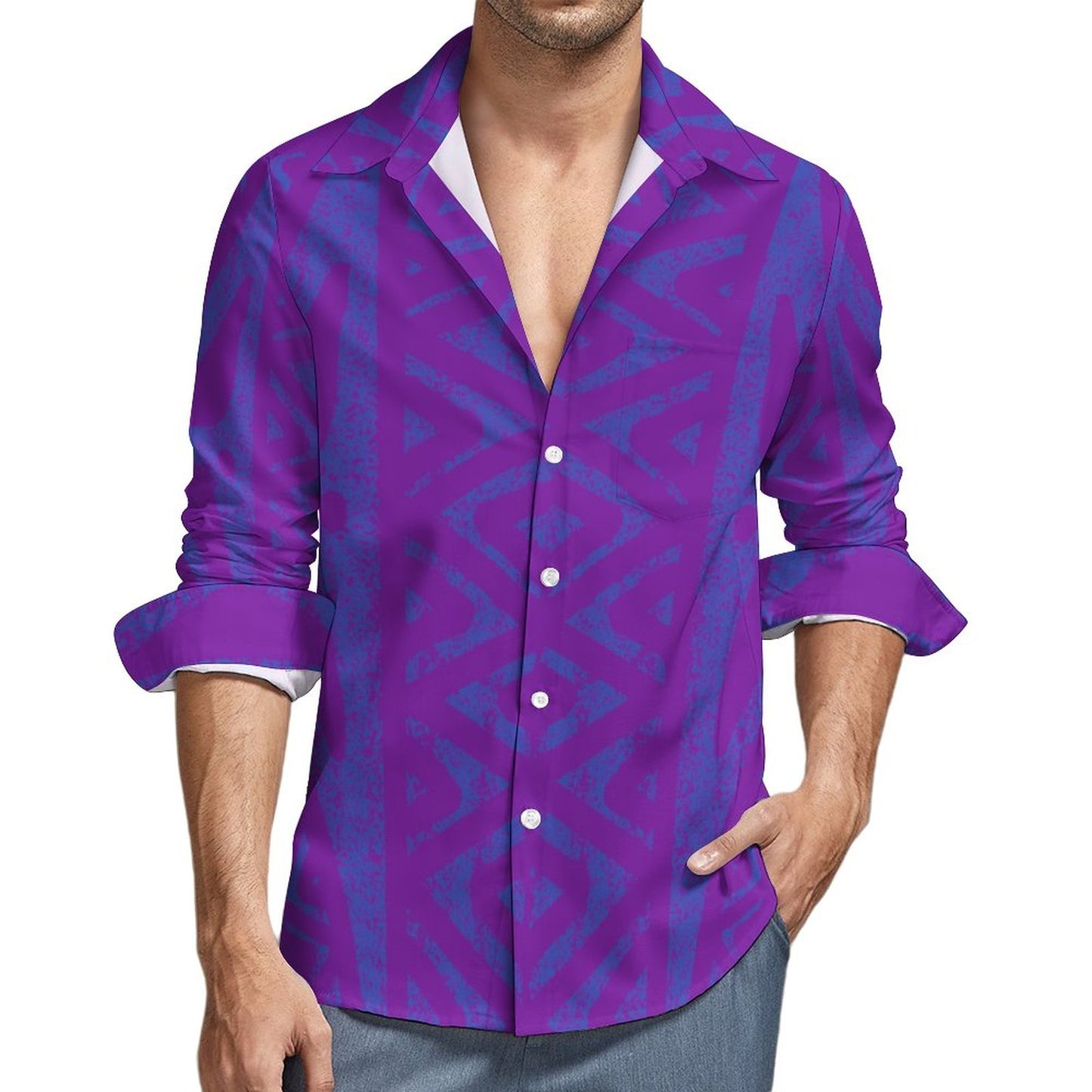 Chemise kalaga violet imprimé gatu