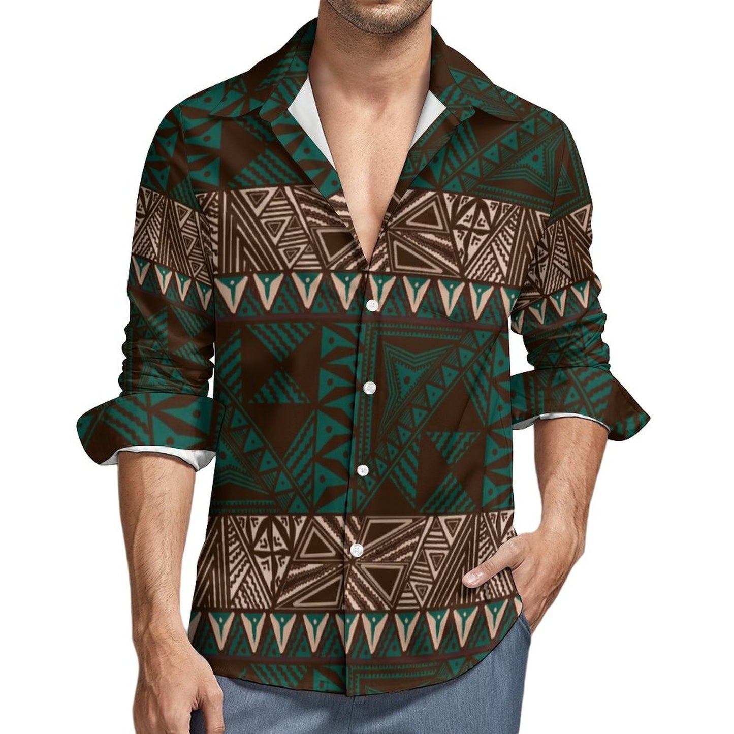 Chemise mata imprimée gatu vert