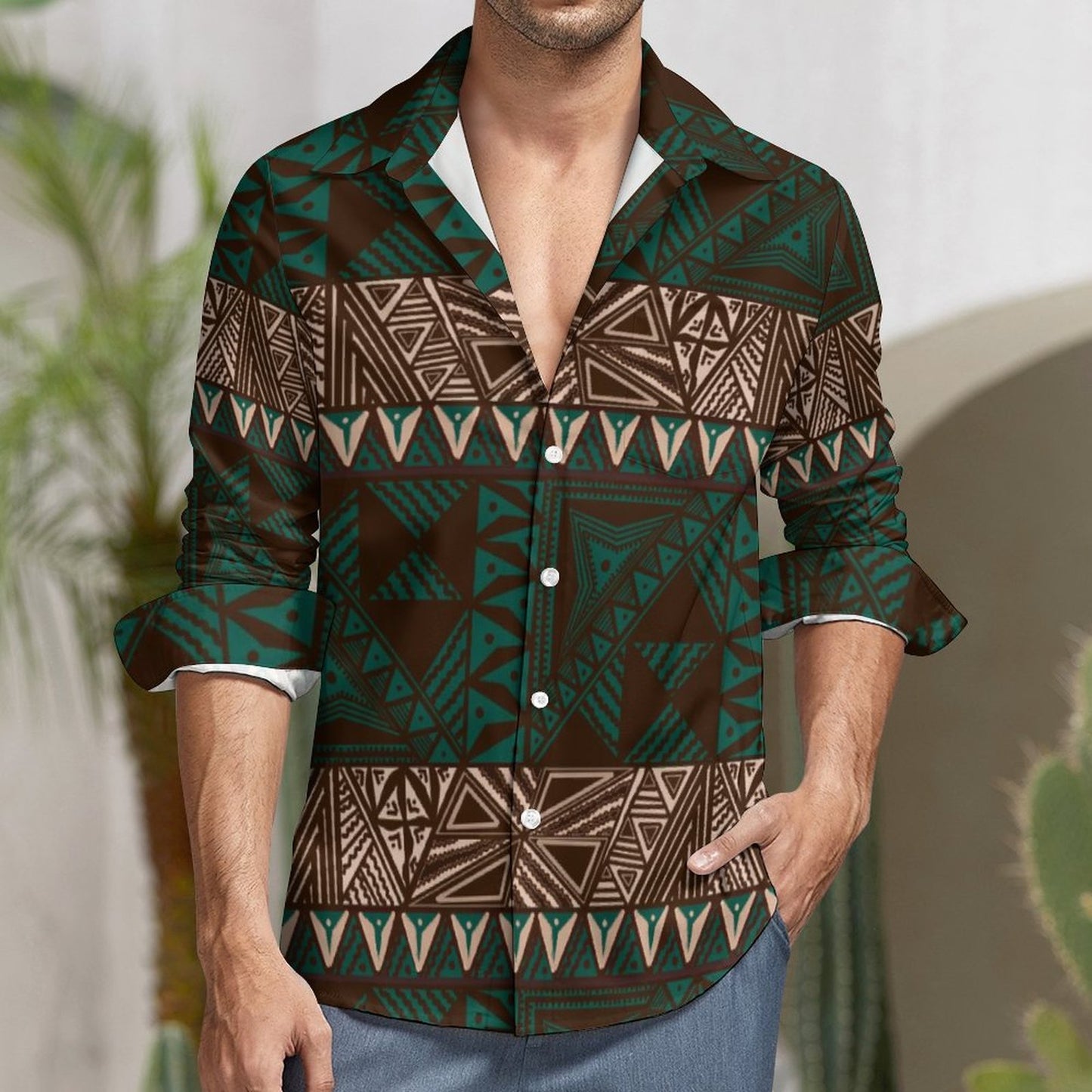 Chemise mata imprimée gatu vert