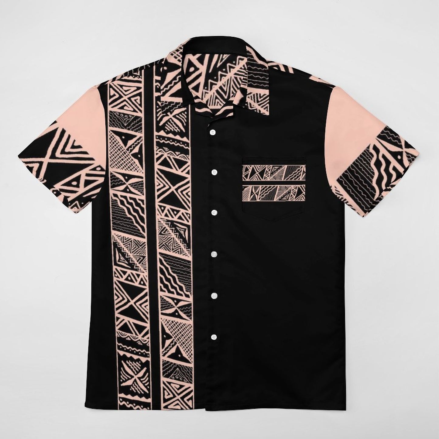Chemise hévi bicolore noir/saumon imprimé gatu