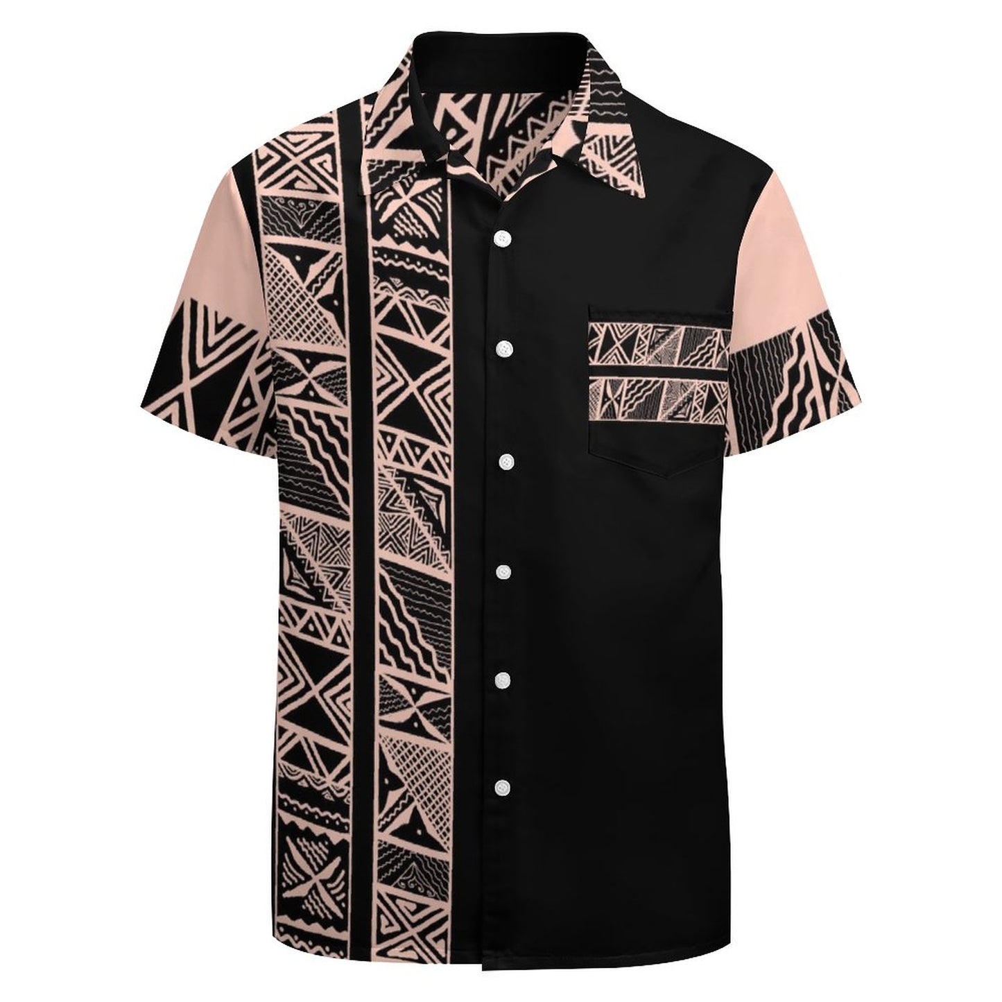 Chemise hévi bicolore noir/saumon imprimé gatu